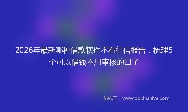 2026年最新哪种借款软件不看征信报告，梳理5个可以借钱不用审核的口子