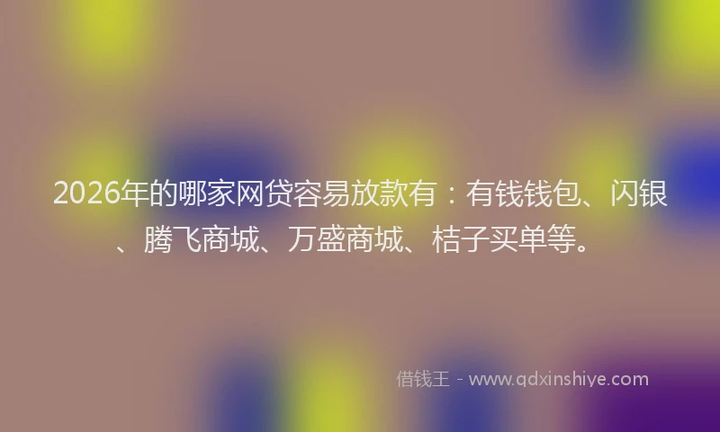 2026年的哪家网贷容易放款有：有钱钱包、闪银、腾飞商城、万盛商城、桔子买单等。