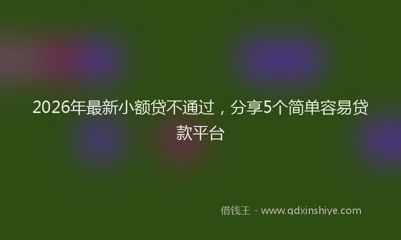 2026年最新小额贷不通过，分享5个简单容易贷款平台