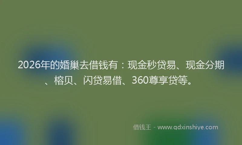 2026年的婚巢去借钱有：现金秒贷易、现金分期、榕贝、闪贷易借、360尊享贷等。
