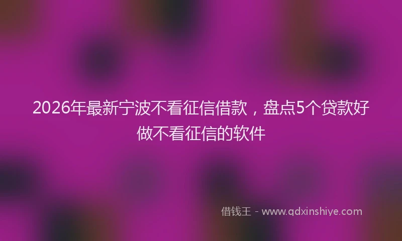 2026年最新宁波不看征信借款，盘点5个贷款好做不看征信的软件