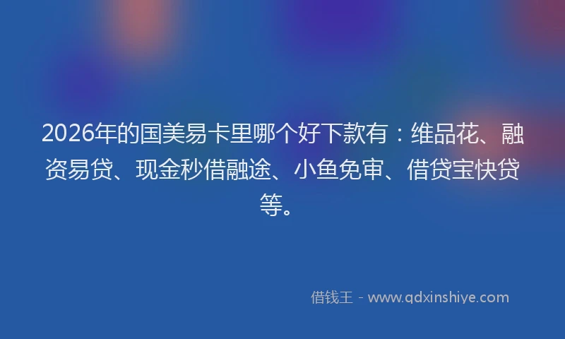 2026年的国美易卡里哪个好下款有:维品花、融资易贷、现金秒借融途、小鱼免审、借贷宝快贷等。