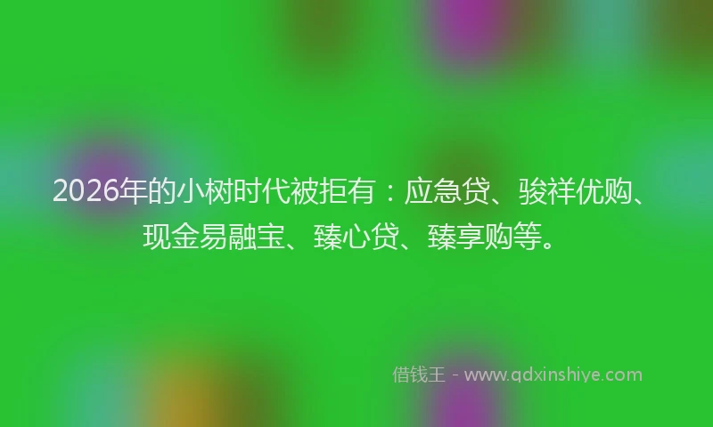 2026年的小树时代被拒有：应急贷、骏祥优购、现金易融宝、臻心贷、臻享购等。