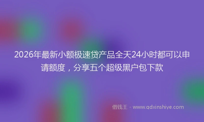2026年最新小额极速贷产品全天24小时都可以申请额度，分享五个超级黑户包下款