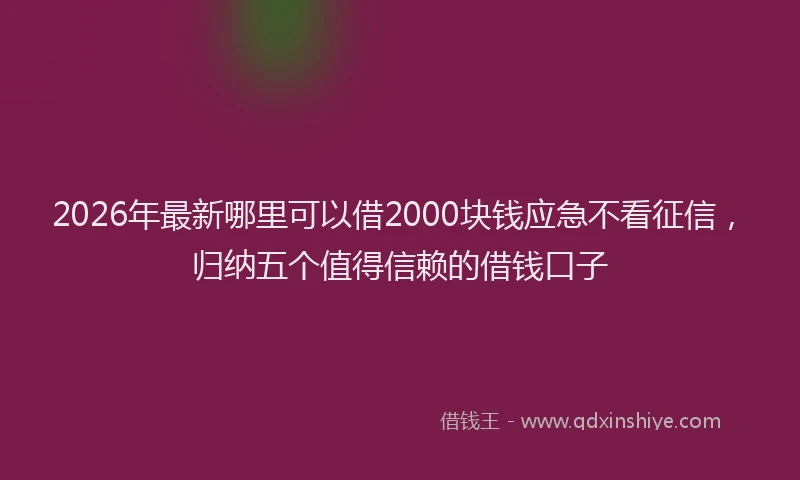 2026年最新哪里可以借2000块钱应急不看征信,归纳五个值得信赖的借钱口子