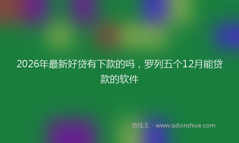 2026年最新好贷有下款的吗，罗列五个12月能贷款的软件