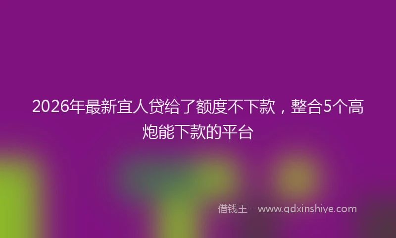 2026年最新宜人贷给了额度不下款，整合5个高炮能下款的平台