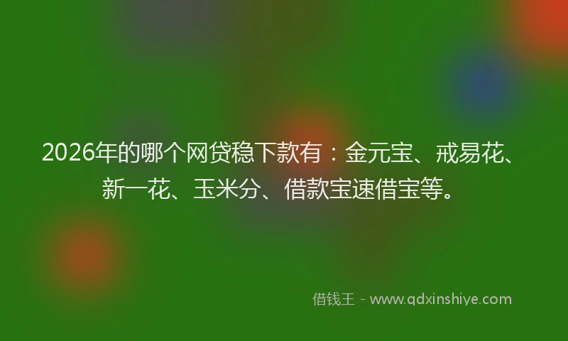 2026年的哪个网贷稳下款有:金元宝、戒易花、新一花、玉米分、借款宝速借宝等。