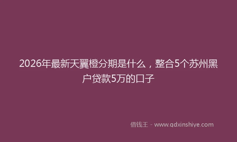 2026年最新天翼橙分期是什么，整合5个苏州黑户贷款5万的口子