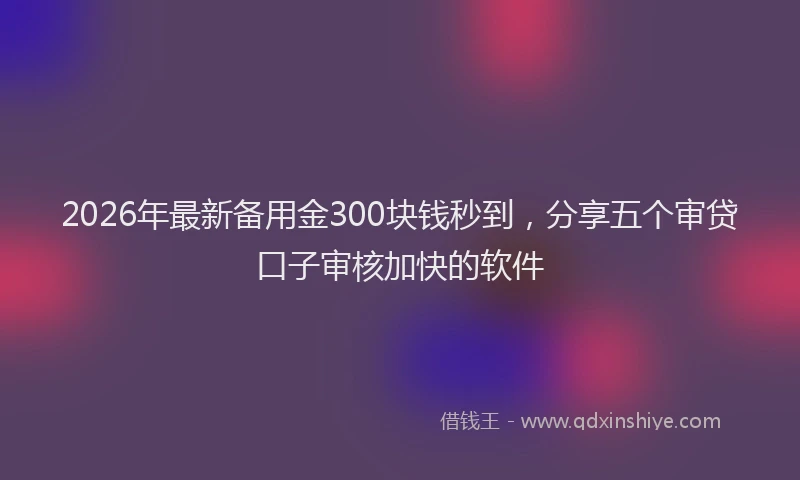 2026年最新备用金300块钱秒到，分享五个审贷口子审核加快的软件