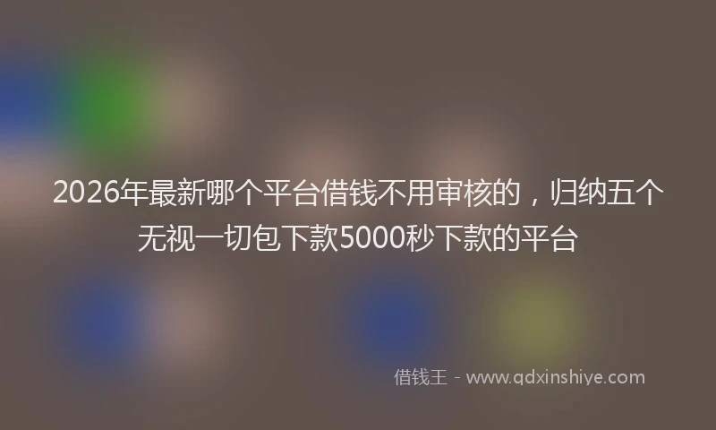 2026年最新哪个平台借钱不用审核的，归纳五个无视一切包下款5000秒下款的平台