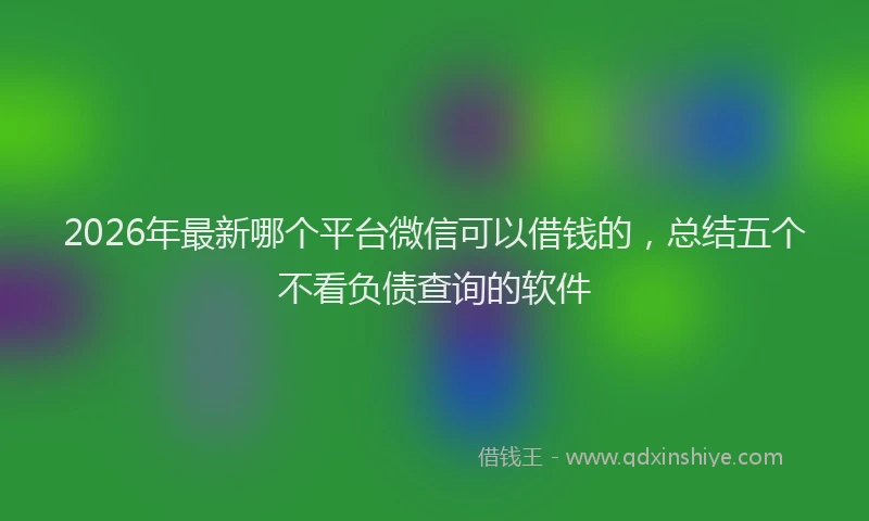 2026年最新哪个平台微信可以借钱的，总结五个不看负债查询的软件