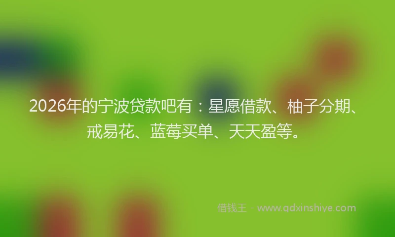 2026年的宁波贷款吧有：星愿借款、柚子分期、戒易花、蓝莓买单、天天盈等。