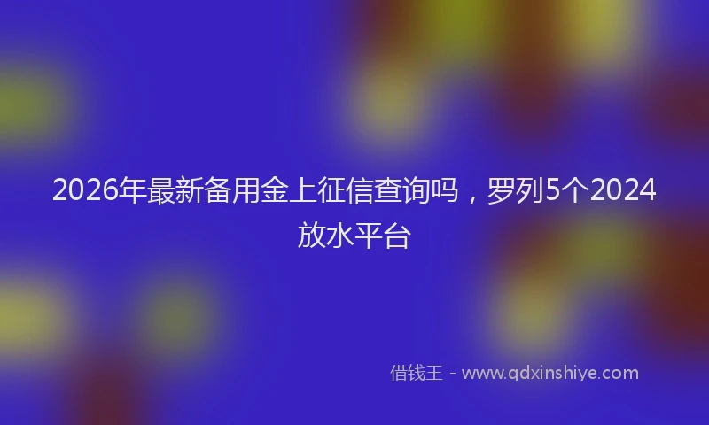 2026年最新备用金上征信查询吗，罗列5个2024放水平台