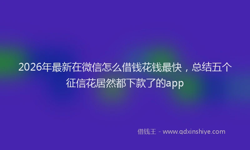 2026年最新在微信怎么借钱花钱最快，总结五个征信花居然都下款了的app