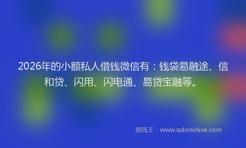 2026年的小额私人借钱微信有：钱袋易融途、信和贷、闪用、闪电通、易贷宝融等。