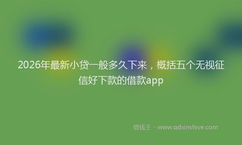2026年最新小贷一般多久下来，概括五个无视征信好下款的借款app