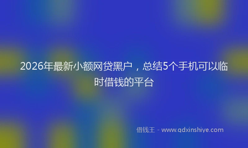2026年最新小额网贷黑户，总结5个手机可以临时借钱的平台