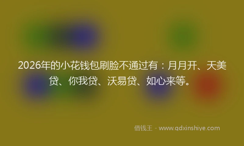 2026年的小花钱包刷脸不通过有：月月开、天美贷、你我贷、沃易贷、如心来等。