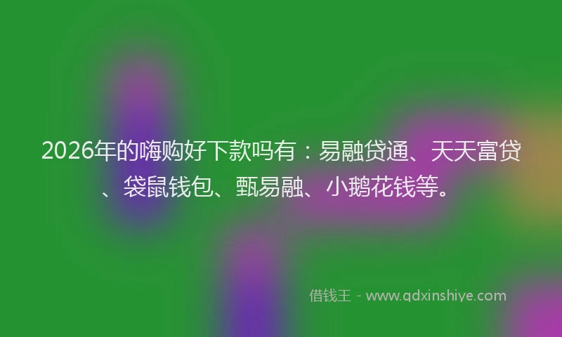 2026年的嗨购好下款吗有：易融贷通、天天富贷、袋鼠钱包、甄易融、小鹅花钱等。