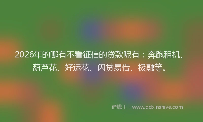 2026年的哪有不看征信的贷款呢有：奔跑租机、葫芦花、好运花、闪贷易借、极融等。