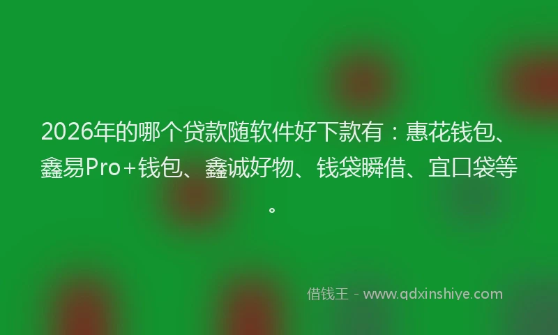 2026年的哪个贷款随软件好下款有：惠花钱包、鑫易Pro+钱包、鑫诚好物、钱袋瞬借、宜口袋等。