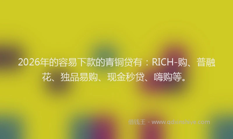 2026年的容易下款的青铜贷有：RICH-购、普融花、独品易购、现金秒贷、嗨购等。