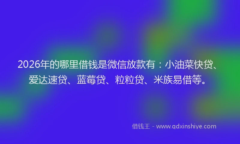 2026年的哪里借钱是微信放款有:小油菜快贷、爱达速贷、蓝莓贷、粒粒贷、米族易借等。