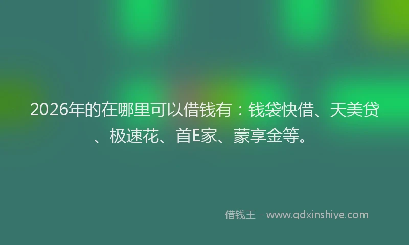 2026年的在哪里可以借钱有：钱袋快借、天美贷、极速花、首E家、蒙享金等。