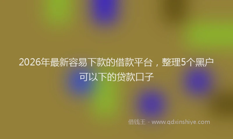 2026年最新容易下款的借款平台，整理5个黑户可以下的贷款口子
