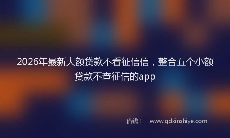 2026年最新大额贷款不看征信信，整合五个小额贷款不查征信的app