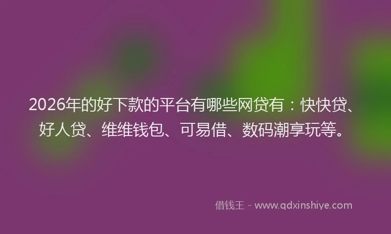 2026年的好下款的平台有哪些网贷有：快快贷、好人贷、维维钱包、可易借、数码潮享玩等。