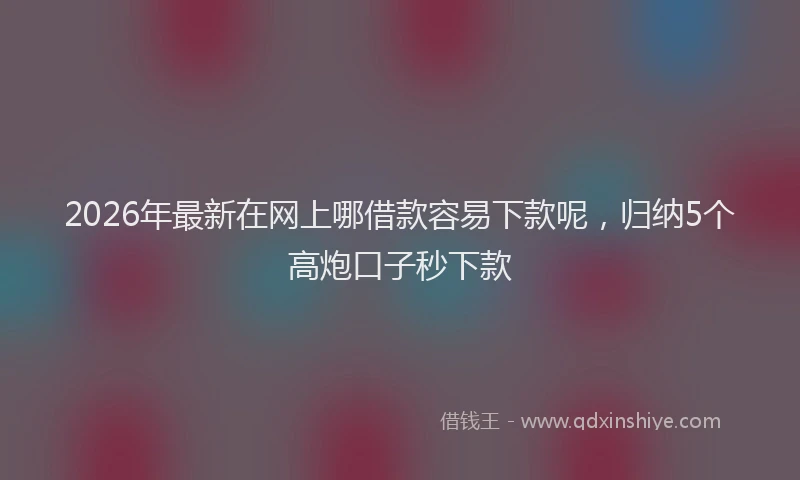 2026年最新在网上哪借款容易下款呢，归纳5个高炮口子秒下款