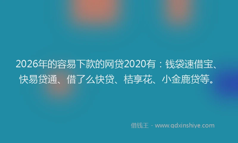 2026年的容易下款的网贷2020有：钱袋速借宝、快易贷通、借了么快贷、桔享花、小金鹿贷等。