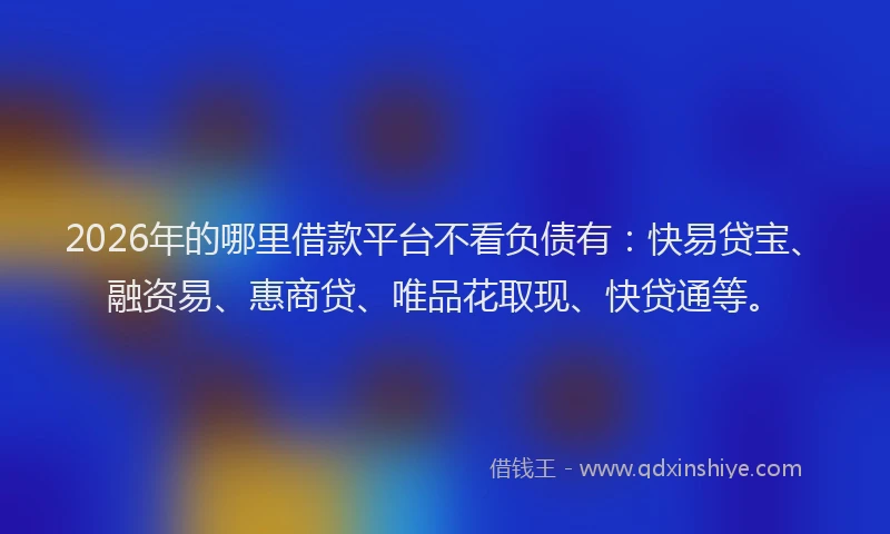 2026年的哪里借款平台不看负债有：快易贷宝、融资易、惠商贷、唯品花取现、快贷通等。