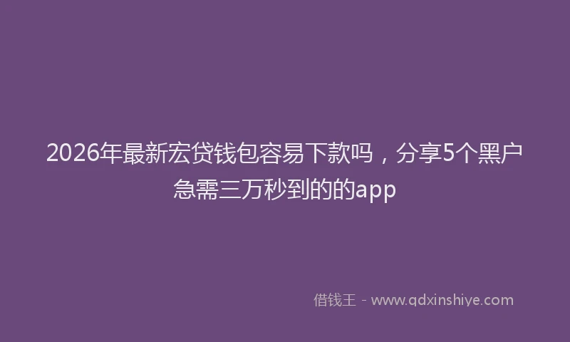 2026年最新宏贷钱包容易下款吗，分享5个黑户急需三万秒到的的app