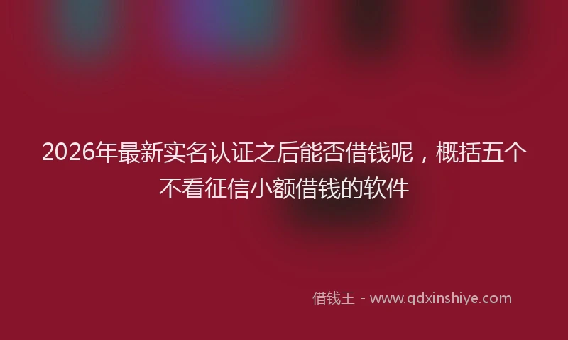 2026年最新实名认证之后能否借钱呢，概括五个不看征信小额借钱的软件