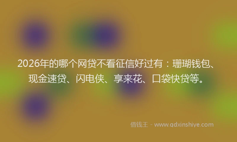 2026年的哪个网贷不看征信好过有：珊瑚钱包、现金速贷、闪电侠、享来花、口袋快贷等。