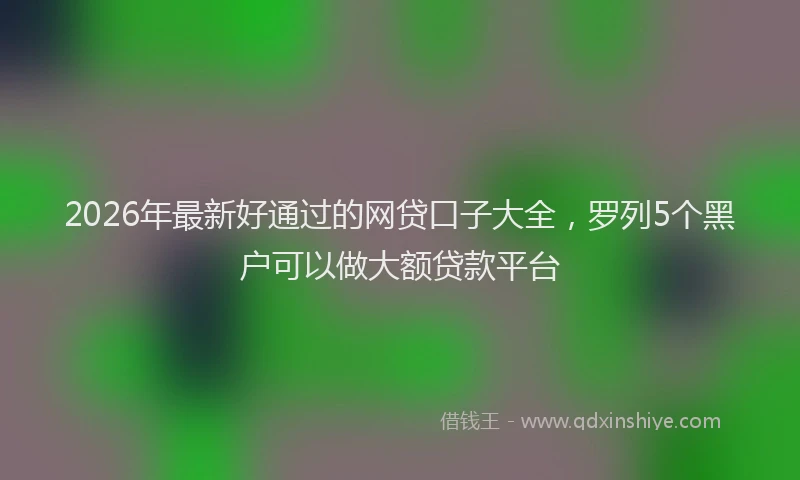 2026年最新好通过的网贷口子大全，罗列5个黑户可以做大额贷款平台