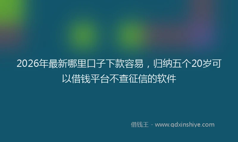 2026年最新哪里口子下款容易,归纳五个20岁可以借钱平台不查征信的软件