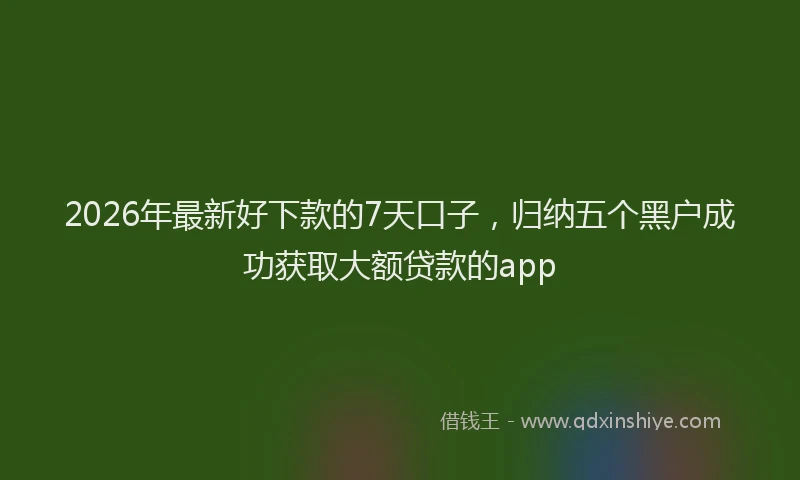 2026年最新好下款的7天口子，归纳五个黑户成功获取大额贷款的app