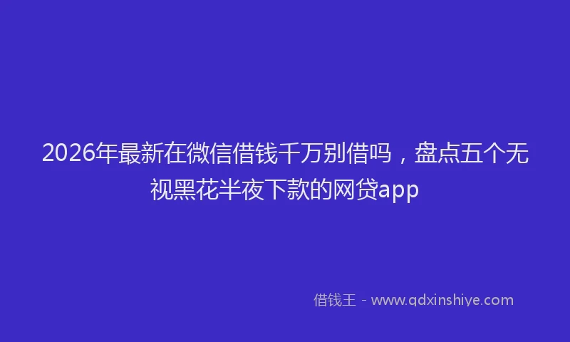 2026年最新在微信借钱千万别借吗，盘点五个无视黑花半夜下款的网贷app