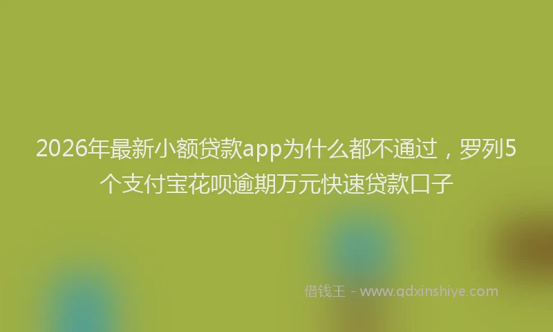 2026年最新小额贷款app为什么都不通过，罗列5个支付宝花呗逾期万元快速贷款口子