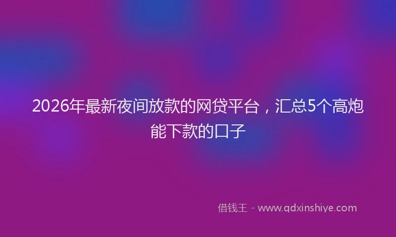 2026年最新夜间放款的网贷平台，汇总5个高炮能下款的口子