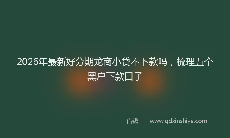 2026年最新好分期龙商小贷不下款吗，梳理五个黑户下款口子