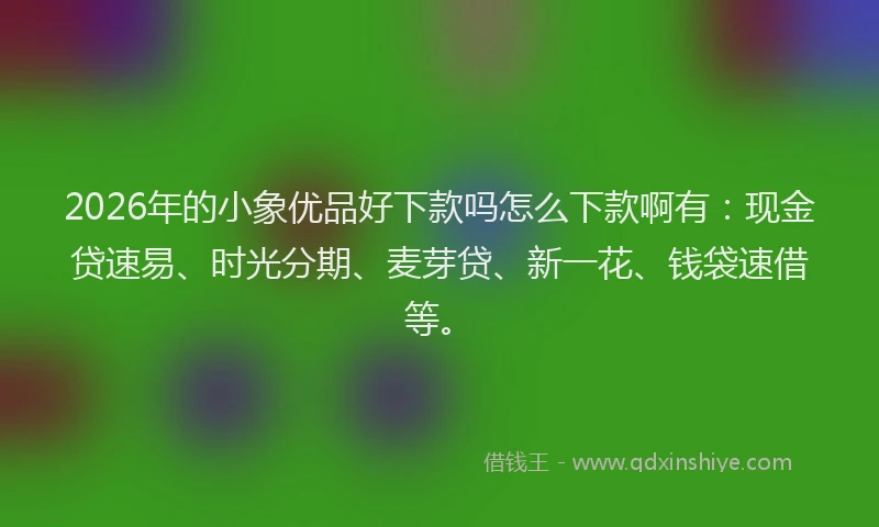2026年的小象优品好下款吗怎么下款啊有：现金贷速易、时光分期、麦芽贷、新一花、钱袋速借等。