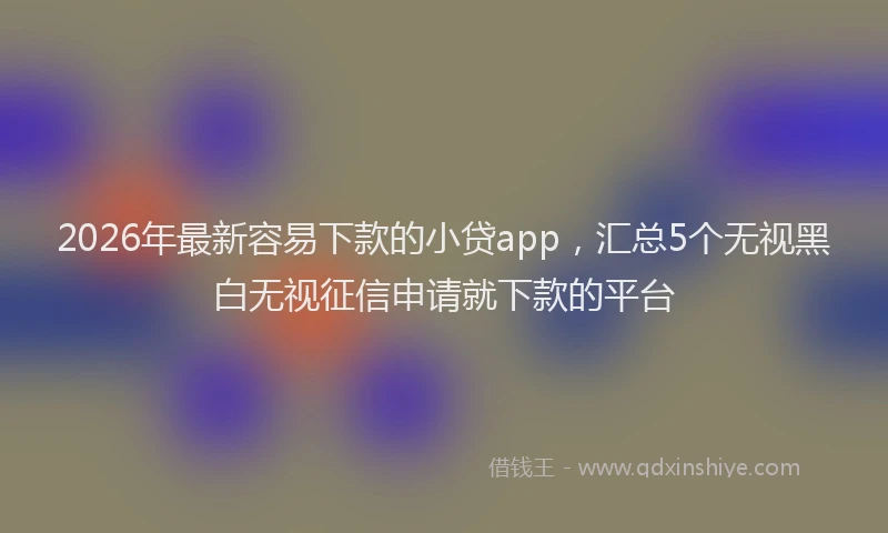 2026年最新容易下款的小贷app，汇总5个无视黑白无视征信申请就下款的平台