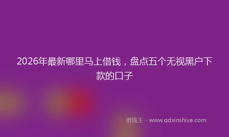2026年最新哪里马上借钱，盘点五个无视黑户下款的口子