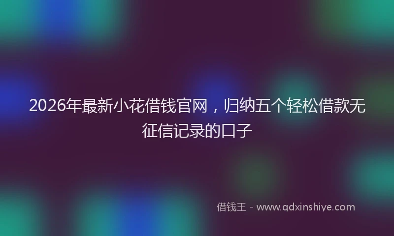 2026年最新小花借钱官网，归纳五个轻松借款无征信记录的口子