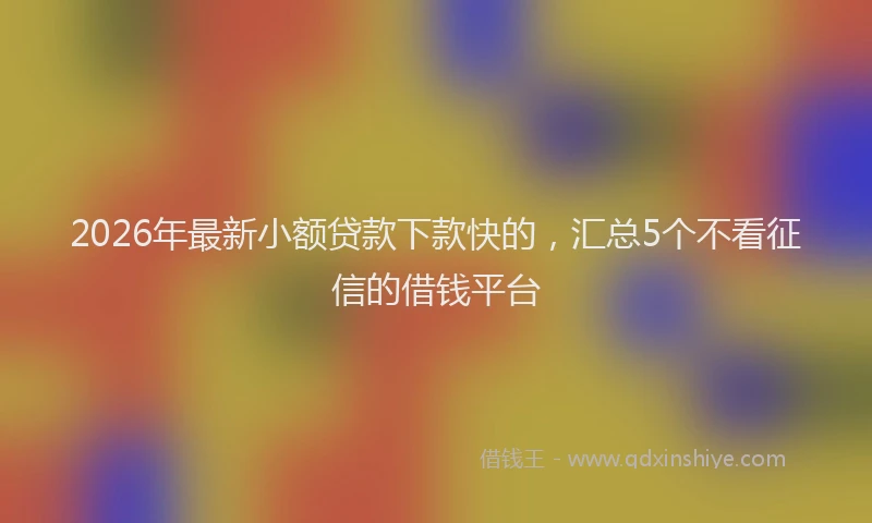 2026年最新小额贷款下款快的，汇总5个不看征信的借钱平台
